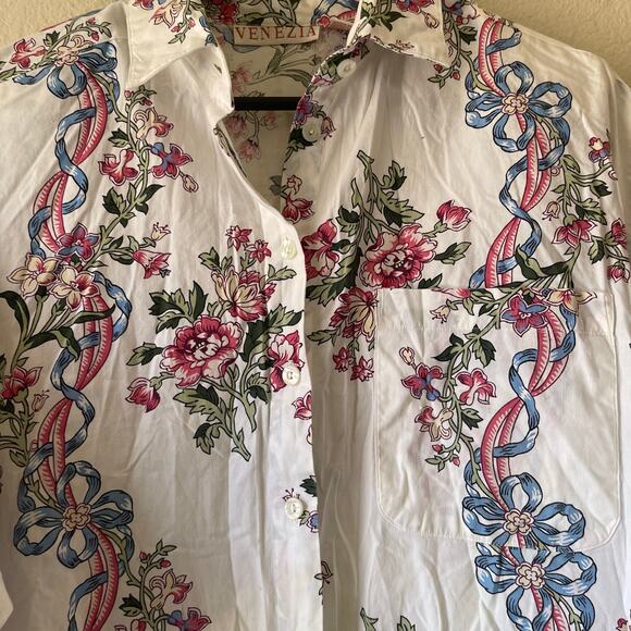 Vintage 80s dainty bow and floral cottagecore button up size 20 - Picture 3 of 6